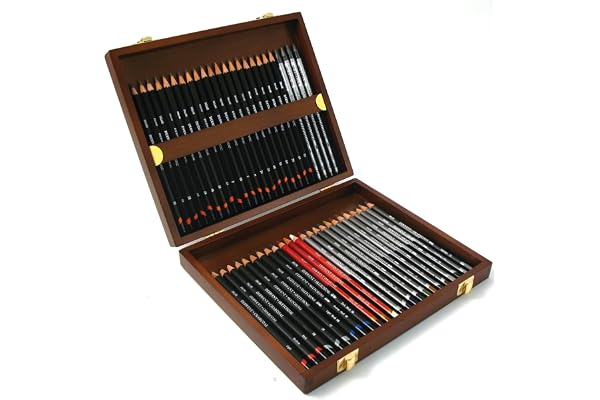 Derwent Sketching Collection - Set de 48 Crayons dans un Coffret en Bois, Qualité Professionnelle, 0700759