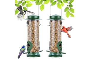 URBAN DECO Bird Feeders Hanging Bird Feeder for Outdoor Metal Wild Bird Feeding Heavy Duty Squirrel Proof Bird Feeders 2 Packs-Green