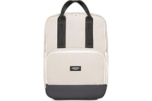 LARKSON Plecak damski i męski - nr 6 - do pracy, uniwersytetu i szkoły - mały i elegancki - schowek na laptopa - wodoodporny, Szary Beis