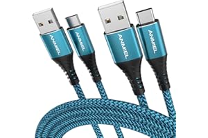 ANMIEL Kabel USB C 2-pak 3M 3A szybkie ładowanie QC3.0 USB A do USB C, nylonowy pleciony przewód typu C, kompatybilny z Samsung Galaxy S21 S20 Z Flip 3 Note 20 LG V50 Pixel PS5 (zielony)