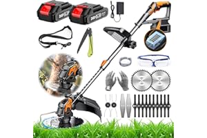 GAPBVYS Coupe Bordure sans Fil avec Batterie 24V Débroussailleuse à Batterie avec 2 Batteries 2.0Ah De Lames Poignée Réglable, Tube Télescopique, Tête Pivotante 90° pour Jardin