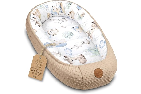Totsy Baby Réducteur de Lit Bébé 90x50cm en Minky Polyvalent pour Nid d'ange Couffin et Naissance Chaud et Doux et Accessoires pour nid Douillet Winter Cocon Hérisson Kaki