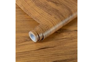 Decoroom Sticky Back Plastic Roll Wood Effect Vinyl Wrap Self Adhesive 30X200cm Light Brown Grain Peel and Stick Wallpaper Contact Paper Waterproof Film Cover Cupboard Countertop Furniture Stickers