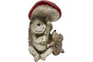 G&H DECOR Estatua de jardín de Erizo de Madre y bebé - Figura de 18 cm Pintada a Mano con Detalles intrincados para Uso en Interiores o Exteriores - Adorno de césped de erizos Resistente a la Intemperie