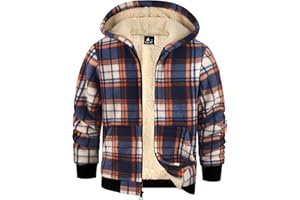 GEEK LIGHTING Sweats à Capuche Garçon Veste Polaire à Carreaux Sweat Zippé Enfant Doublée Veste à Capuche Enfant Fermeture éclair Sweatshirt d'hiver épaisse Veste à Capuche Chaude S-2XL