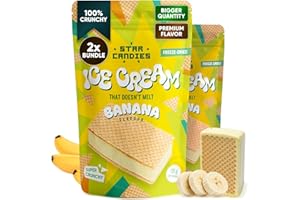 Star Candies Banana Freeze Dried Ice Cream Sandwich | No Melting Freeze Dried Sweets | Crunchy & Delicious Camping Food | Premium Astronaut Ice Cream Sandwich | Space and Astronaut Snack | 2 count