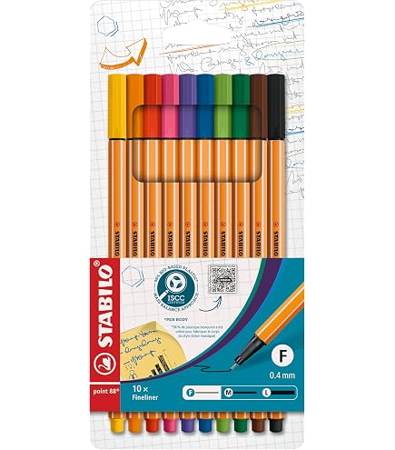 STABILO Point 88 Fineliner - Set 6 Colori Pastello, Punta Metallica 0,4mm, Asciugatura Rapida