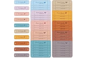 ChAusa 60 Stücke Handmade Label, Handgefertigte Lederetiketten, Wildleder-Etiketten, Leder Etiketten mit Löchern, Etikettendekoration, Geeignet für DIY, Jeans, Taschen und Hüte(10 Farben)