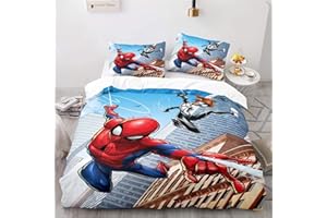 LKFFHAVD Spider-Man Juegos de ropa de cama de los Vengadores Marvel Spider Man, funda nórdica de 135 x 200 cm, estampado 3D Peter Parker infantil + fundas de almohada (140 x 210 cm, 14)