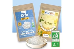 ORISAE Grains de kéfir d'eau frais certifiés BIO avec aromatisation - grains réutilisables - contrôlés et fabriqués en France - boisson fait maison - 100% naturel (Atlas, 30g)