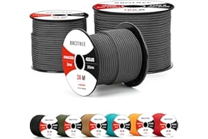 Brotree Paracord 3mm 30M Cuerda 100% Nylon Tipo II 3 Hebras Cuerda Paracord 425 para Exterior, Bricolaje - 192 kg Carga de Rotura (Negro)