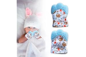 WS WorlsTrend Confezione da 2 Manopole di Detenzione per Neonato - Guanto da Ordino per Bebè - Nove Nati - Aiuta a Prevenire il Dolore dei Denti e Incene del Bebè - Guanti in Silicone Lavabili.