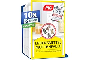 PIC Lebensmittelmotten Falle - 12 Lebensmittelmottenfallen - Mottenfalle mit Pheromon für ideale Wirkung - Mottenfalle Lebensmittel - Effektive Klebefallen zur Befallsermittlung von Lebensmittelmotten