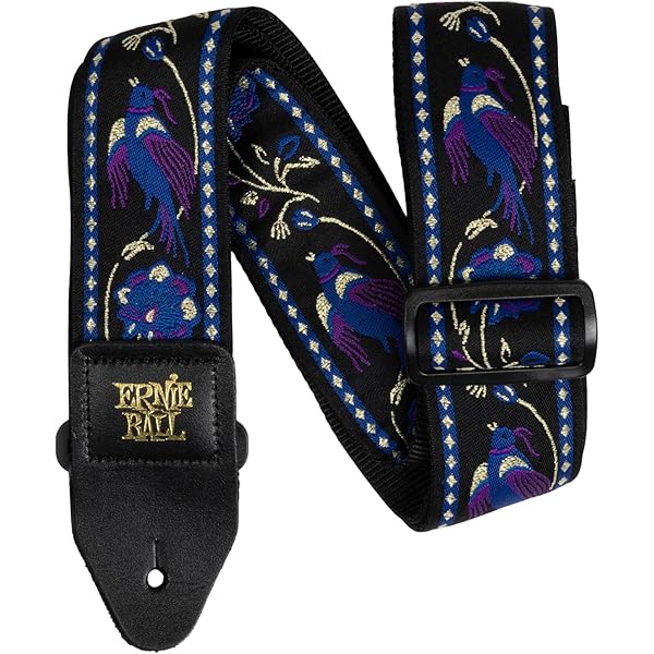 Levy's MPJG-SUN-GRN Sangle De Guitare Jacquard Weave Leather Back & Ends 2" Sun Design - Green