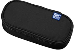 Oxford Piórnik dla dziewcząt i chłopców, owalny, z uchwytem na długopisy, trwały, czarny, czarny, Piórnik