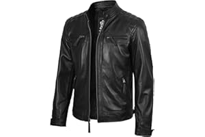 fjackets Leather Jacket Men Motorcycle Style - Quilted Cafe Racer Mens Leather Jackets