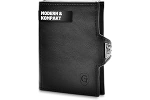 GENTO DESIGN GERMANY GenTo® SMARTLET portfel Slim Wallet – portfel z przegródką na monety i bez – certyfikat TÜV ochrony RFID NFC – mały mini portfel, cienkie wąskie etui na karty dla mężczyzn i kobiet, w zestawie pudełko na prezent, czarny gładki, Kompaktes Münzfach | Reißverschluss