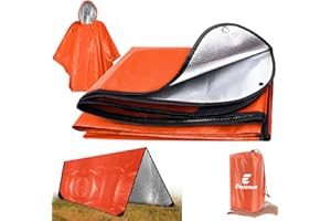 E EASTSTORM Thermal Tarp Survival Shelter Insulated Blanket Reflective 4×7 Ft, All-Weather Space Blankets Emergency Foil Mylar Thermal Blanket for Outdoor Car, Camping, Hiking and Shelter - Orange