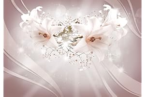 decomonkey Fototapete selbstklebend Blumen Lilie 196x140 cm XL Selbstklebende Tapeten Wand Fototapeten Tapete Wandtapete klebend Klebefolie Abstrakt 3d Effekt