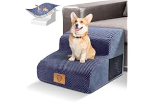 HEVOL Hundetreppe für kleine Hunde - 2-stufige Hunderampe aus Hochdichtem Schaumstoff mit Waschbarem Bezug, Abnehmbar & Tragbar - Ideal für Sofa, Bett & Auto - Inkl. Rutschfester Unterseite