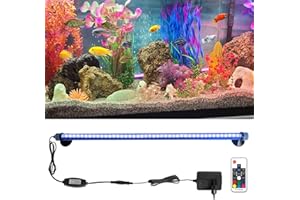 GOESWELL Aquarium Licht LED RGB Fernbedienung: Wasserdichte licht Aquarium lampe LED RGB COB Fisch Tank LED Beleuchtung mit Fernbedienung 360° Fernsteuerung bis 20m Mehrfarbig gleichmäßige Helligkeit(50CM)