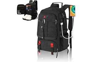KKNE Mochila 60L para Viaje y Trabajo: Espacio Multi-Capa, Puerto USB, Diseño Antirrobo, Compartimento de Zapatos, Apto para Gimnasio, Escuela y Oficina, Correas Ajustables