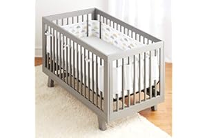 BreathableBaby Breathable Mesh Liner For Cot Beds — Covers 4 Sides — Classic — 3 mm — On Cloud Nine — Long + Short Panels — Non-Padded Single Layer — Safer Than a Crib Bumper — UK/EU Safety Tested