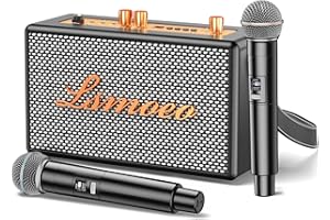 CARUDI Karaoke Machine for Adults,2 Wireless Microphones for Karaoke Speaker, Portable Microphone and Speaker Support Four-Channel Microphone Expansion for Home Party,Picnic,Car,Indoor/Vintage Gifts