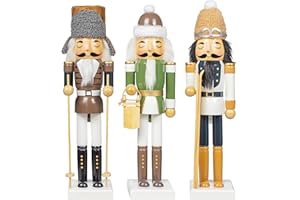KI Store 3 Stuck 38cm Holz Weihnachten Nussknacker Figur Schlitten ski Schlittschuh Deko, Deko Nussknacker Figur für Zuhause Weihnachtsschmuck