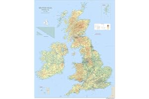 TIGER MOON THE TIGER MOON TRADING COMPANY LTD Large British Isles UK Physical Map - Paper Laminated 120 x 100 cm [GM]