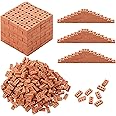 TERRIFI 100 Pieces Mini Bricks Tiny Bricks, DIY Materials Realistic Fake Bricks Mini Blocks, Suitable for Miniature House Buding, Dollhouse Mini Garden Accessories (3 Holes Mini Red)