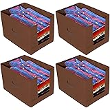 Kuber Industries 4 Pieces Non Woven Shirt Stacker/Shirt Organizer Wardrobe Organizer (Brown)-KUBMART2886