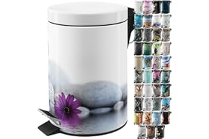 Sanilo Poubelle de Salle de Bain 3L avec système d’abaissement automatique, Nombreuses nouvelles Poubelles à Cosmétiques au choix, Poubelle avec seau intérieur (Energy Stones)