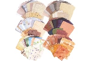 NUYOAH Scrapbooking Papier Scrapbook Zubehör Schöne Vintage Blätter Set 168Stk Junk Journaling Zubehör Geprägte wie auch Gedruckte Ebene Zettelchen für Karten Basteln und zum Basteln DIY Dekoration