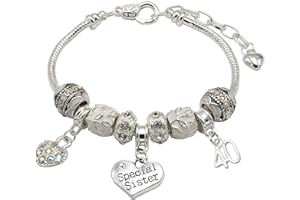 JEWELLERY HUT Special Sister 40th Birthday Charm Bracelet with Gift Box Women's Jewellery