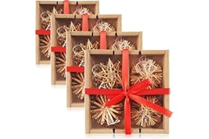 com-four® 48-teiliges Christbaum-Schmuck - Stroh-Anhänger für den Weihnachtsbaum - natürlicher Christbaum-Behang - Weihnachtsdekoration - Ø 6 cm