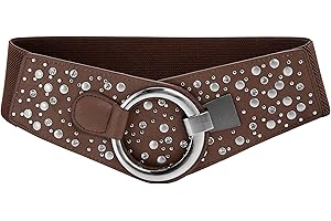 BlackButterfly Ancho Elástico Metal Con tachuelas Gancho cruzada Cinturón