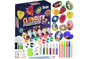 Shrubz Piedras Pintar Juegos para Niños, Piedras que brillan Manualidades DIY Kit Juegos de Manualidades para Niños Creativos Pintura con 24 colores Pinturas para Niño Niña de Regalos 3-12 Años
