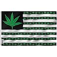 Anley Marijuana Leaf USA Polyester Flag - Vivid Color and Canvas Header and Double Stitched - US Marijuana Leaves Flags with Brass Grommets 3 X 5 Ft