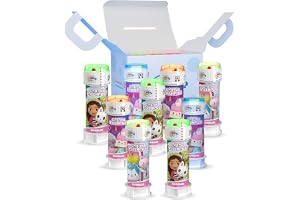 Bubble World Gabby's Dollhouse-såpbubblor, födelsedagspresent för barn (12 st à 60 ml), vita tuber/röd blåsare. Tillverkad i Italien