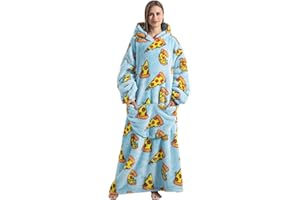 KAWOJA Verlängert Übergroße Hoodie Decke,Kuscheldecke mit Ärmeln und Taschen,Superweiche und Warme Flanell TV Decke mit Kapuze