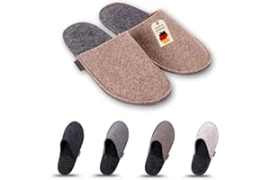 Kontor28® - nachhaltige & kuschelige Filzpantoffeln Made in Germany, rutschfeste Sohle & Schaft aus Upcycling rPET Filz, warme & ökologische Hausschuhe Herren & Damen