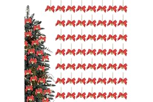 EEPLUYTY Zestaw 50 sztuk dekoracji świątecznych, kokardki bożonarodzeniowe, choinki, nadają się do dekoracji szafek, choinek, domów