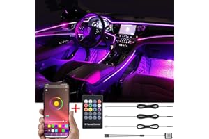 TABEN Decoración del Interior del automóvil luz RGB Remote + App Control Kit de iluminación Interior del automóvil con 8 Colores, Impermeable, Atmósfera Interior Tira de Luces de neón para automóvil