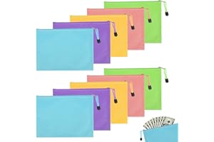 DELAESI Geldtaschen Banktasche 10 Stück Banktasche 24 x 18 cm Geldtasche Wasserdicht Dokumententasche A5 mit Reißverschluss Geldmappe für Haushalt Business Schule (Mehrfarbig)