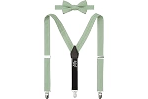 BELLUNO Solide vorgebundene Fliege und Hosenträger Set für Jungen und Jugendliche Events, Partys, Hochzeiten, Baumwolle und Leinen