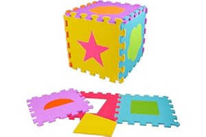 J.A.D.E - Tapis Puzzle Formes - Tapis EVA - 053402-10 Pièces - Multicolore - Mousse - Jeu pour Enfant - Emboitable - Bebe - Jade - 30 cm x 30 cm - À Partir de 10 Mois