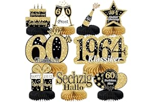 VOXISROMA 60. Geburtstag Männer 9 Stk Schwarze Goldene Bienenwabe Mittelstück Tischdeko Geburtstag,60 Geburtstag Deko,60 Geburtstag Party Deko Für Frauen und mann,Geschenke Für Männer Geburtstag （Deutsche）