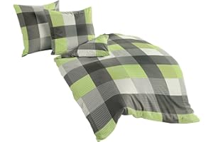 Bierbaum Bettwäsche 6452, Fein-Biber, Made in Germany, kiwi 07, 135 x 200 cm