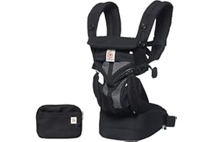 Ergobaby Porte Bebe Omni 360 Ergonomique et Physiologique pour Nouveau né, Cool Air Dorsale et Ventral, Onyx Noir